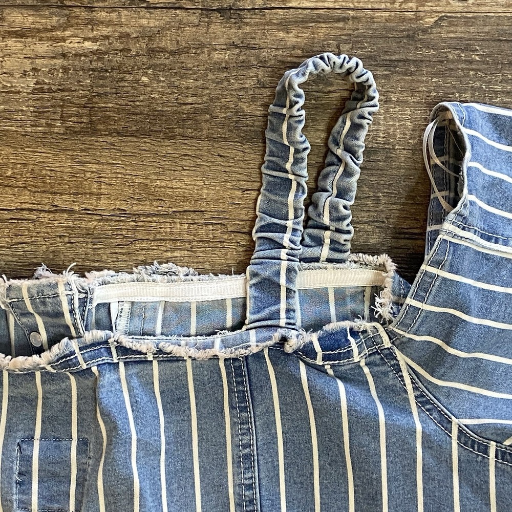 One5One Denim Stripe Cold Shoulder Cropped Top 3X Y2K Revival Western Rodeo Chic - Picture 7 of 13